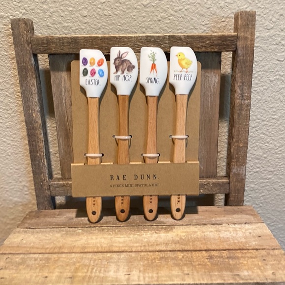 Rae Dunn Easter Mini Silicone Spatulas Wooden Handles Set Of 4, Easter Spatulas - Picture 2 of 12